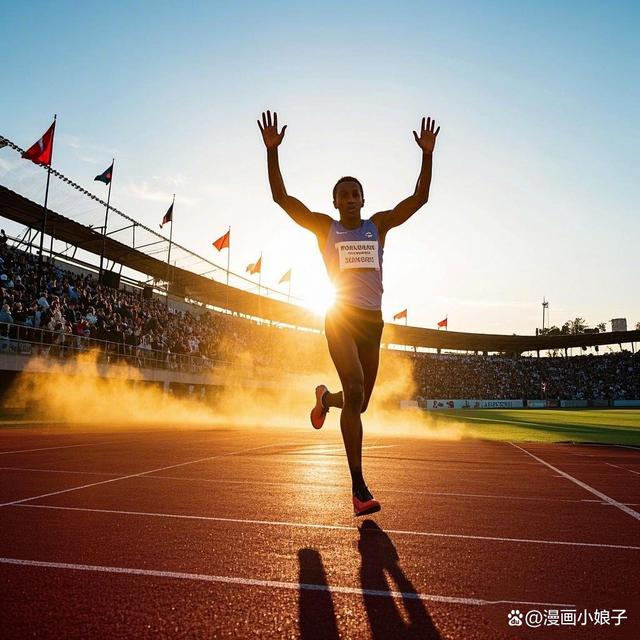田径选手突破自我极限，飞奔前行